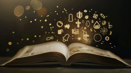 Poster - A powerful visual of inclusive storytelling, depicting a book with pages that transform into a diverse range of symbols and icons, Representing the richness of stories from various perspectives