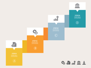 Wall Mural - infographics timeline business workflow report background with business icon 4 steps for presentatio