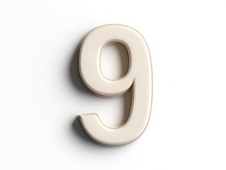 Wall Mural - A 3D representation of the number nine in a smooth, light color against a plain background.