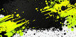 © mingnimit - Vibrant neon green and black grunge background with splashes and textures