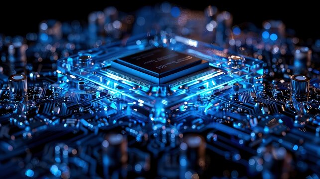 Modern technology, innovation and electronic computer circuit background 