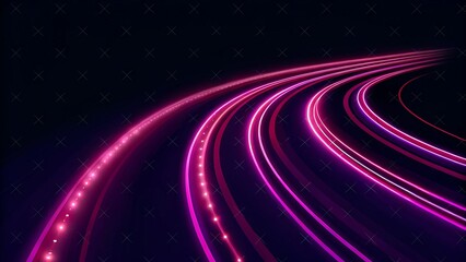 Poster - Panoramic high speed technology concept, light abstract background. Image of speed motion on the road. Abstract background in blue and purple neon glow colors.  Speed of light in galaxy.