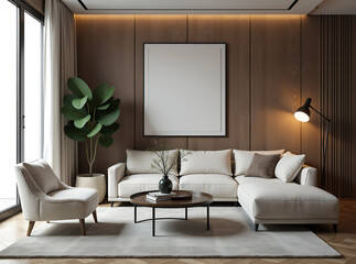 Wall Mural - Elegant living room decor with a copy space image.