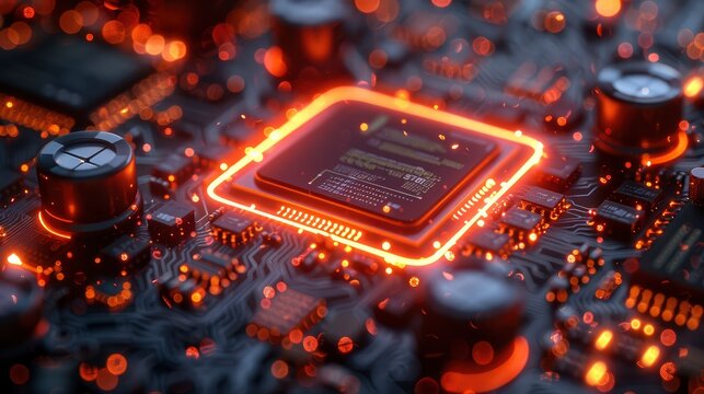 Modern technology, innovation and electronic computer circuit background 