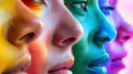 Poster - A spectrum of colors blending into a unified gradient, Symbolizing harmony and acceptance across diverse identities, photography style