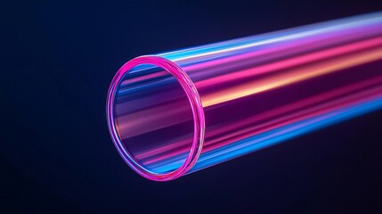 Poster - A vibrant, colorful glass tube illuminated with neon lights, showcasing modern design and creativity.