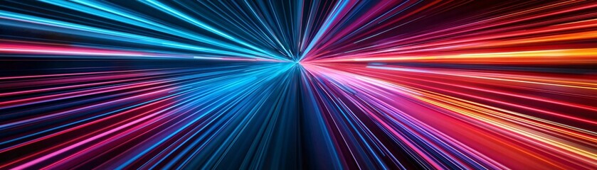 Poster - A vibrant burst of colorful light beams, representing speed and innovation in a futuristic setting.