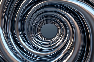 Poster - Abstract swirling metallic tunnel creating a sense of depth and movement, ideal for backgrounds and visual effects.
