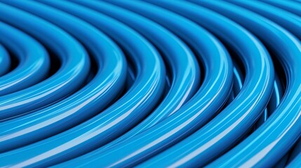 Poster - Close-up of smooth, curved blue lines creating a modern abstract pattern, ideal for tech or background use.