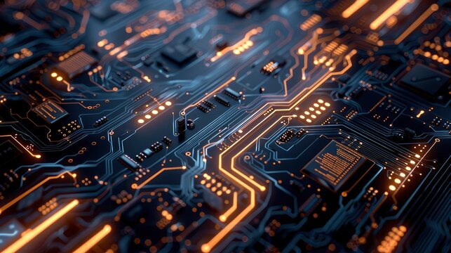 Modern technology, innovation and electronic computer circuit background 