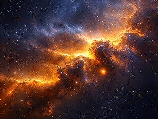 Poster - Explore the stunning closeup of an ethereal nebula amidst dark cosmic dust in the universe