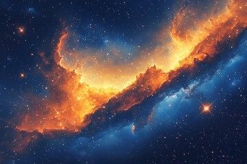 Poster - Explore the wonders of a majestic nebula illuminated by stars in a deep space scene