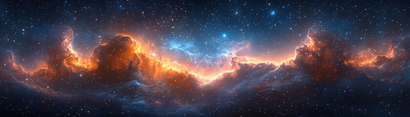 Poster - Explore the spectacular beauty of a glowing galactic nebula in deep space