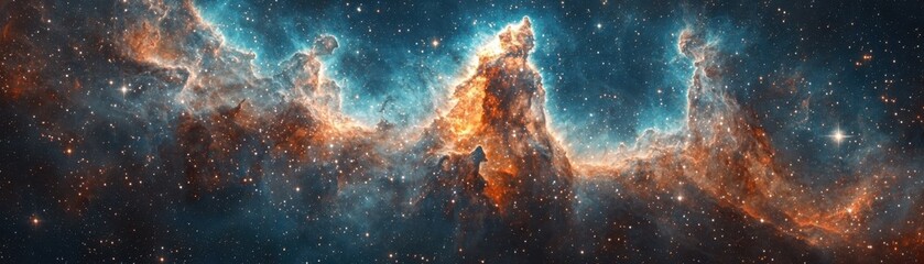 Poster - Explore the magnificent galactic nebula glowing in deep space wonder