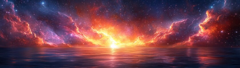 Poster - Explore the magnificent nebula surrounded by glowing stars in the depths of space