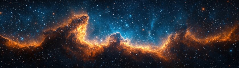 Poster - Explore the magnificence of a nebula surrounded by glowing stars in the depths of space