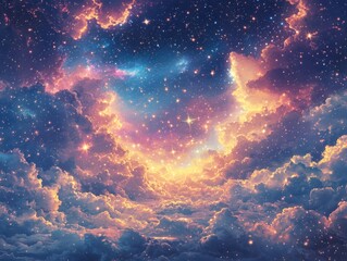 Poster - Explore the mystical and vibrant nebula scene with deep space clouds in stunning detail