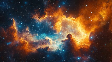 Poster - Explore the surreal cosmic landscape of an otherworldly nebula dens under vibrant celestial skies