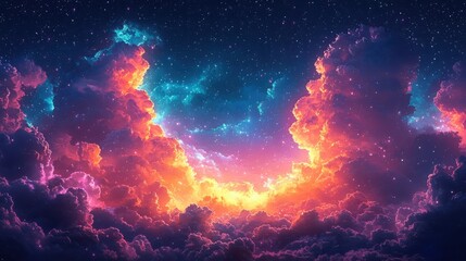 Poster - Explore the surreal cosmic landscape of an otherworldly nebula dens that transcends reality