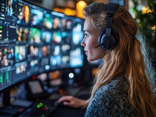 Poster - Teacher engages students through interactive virtual lesson in home studio environment