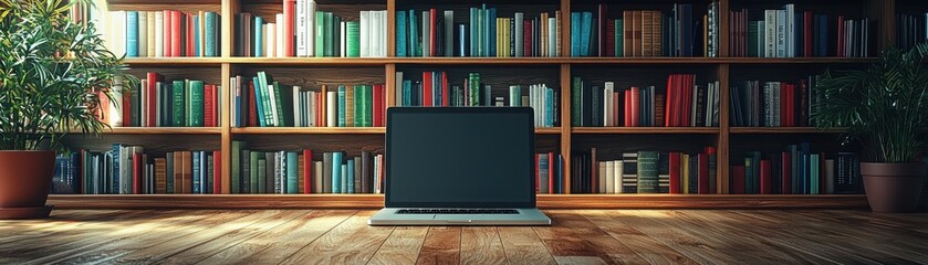 Poster - Explore a virtual library interface featuring textbooks audiobooks and interactive learning tools for enhanced education