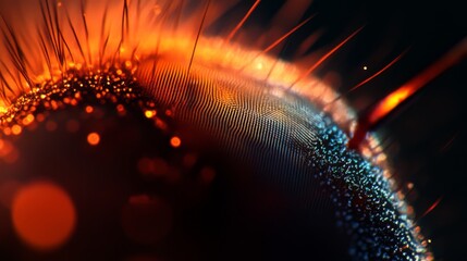Wall Mural - A close-up of a glowing, abstract sphere with a textured surface and radiating light.