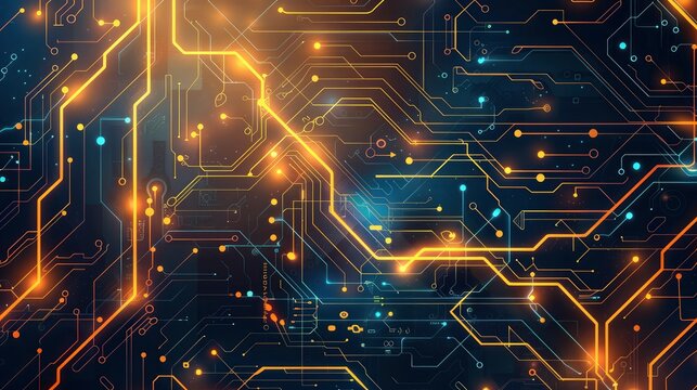 Modern technology, innovation and electronic computer circuit background 
