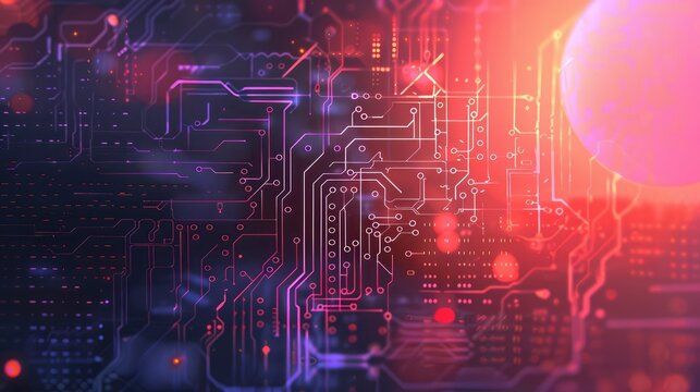 Modern technology, innovation and electronic computer circuit background 