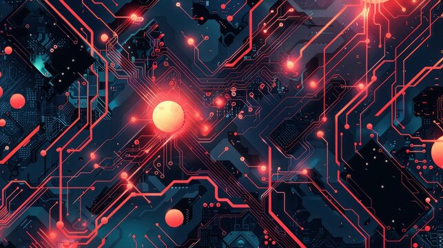 Modern technology, innovation and electronic computer circuit background 