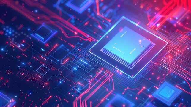 Modern technology, innovation and electronic computer circuit background 