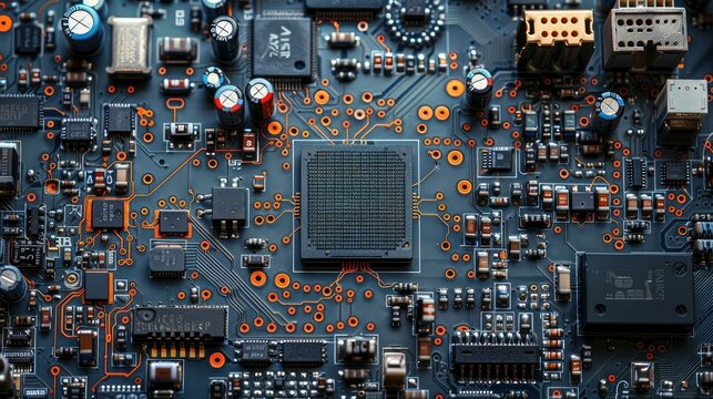 Modern technology, innovation and electronic computer circuit background 
