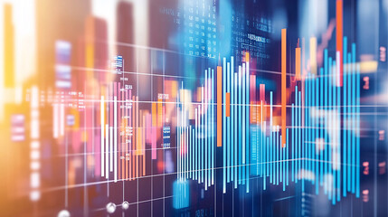 Poster - Abstract background with colorful data visualizations representing growth and progress.