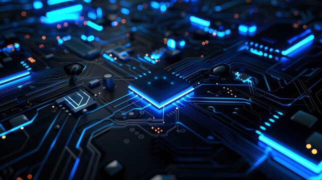 Modern technology, innovation and electronic computer circuit background 
