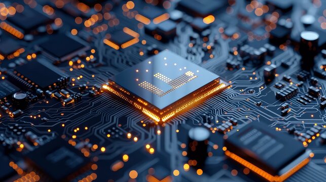 Modern technology, innovation and electronic computer circuit background 