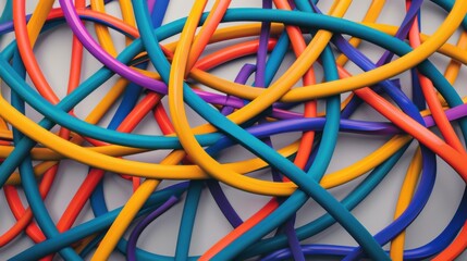 Aufkleber - An abstract composition of intersecting lines in vibrant colors against a neutral backdrop, Illustrating connection and diversity, photography style