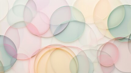 Aufkleber - An abstract pattern of overlapping circles in soothing pastel colors against a neutral background, Embodying diversity and fluidity, photography style