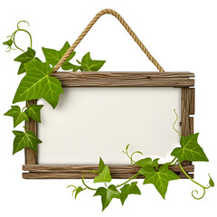 Wall Mural - wooden frame with leaves