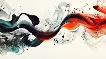 Poster - An imaginative design showcasing swirling lines and curves that represent the flow of music, intermingled with abstract representations of musical notes
