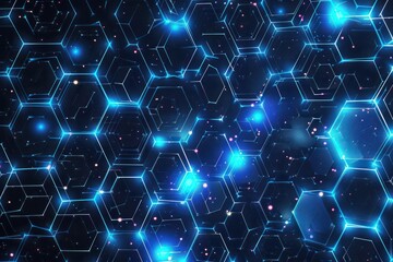 Poster - Abstract blue hexagonal technology pattern for futuristic digital geometric background