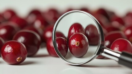 Wall Mural - Magnified view of ripe red cranberries highlighting texture