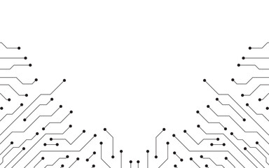 Fototapete - Electronic Circuit Board Digital Technology Banner. Structure Circuit Computer Technology Background. Concept of Motherboard, CPU, Processor, and Microchip
