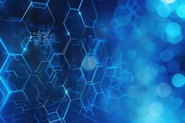Poster - Abstract blue technology hexagonal background