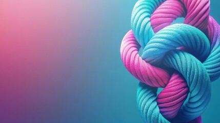 Aufkleber - Complex knot in a silk rope, vibrant colors, closeup, smooth texture, glowing neon edges, modern and abstract design