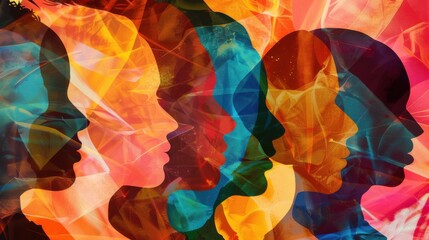 Aufkleber - Harmony in diversity, illustrated through a blend of abstract shapes in varied hues, photography style
