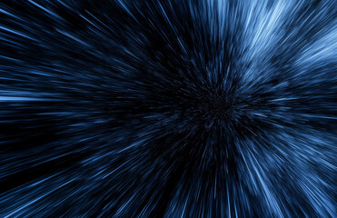 Wall Mural - Blue gradient background, light rays, black and blue tones, technological style, simple lines, blurred effect, motion blur, abstract shapes, modern feel. 
