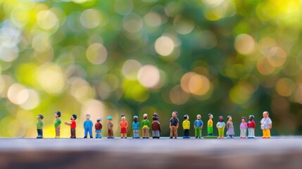 Aufkleber - Miniature figures of different ethnicities and abilities positioned against a softly blurred school campus, Symbolizing inclusivity in education, photography style