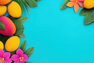 Aufkleber - Mango fight flat design top view tropical theme cartoon drawing vivid
