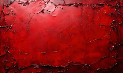 Wall Mural - Abstract Red Oil Painting with Textured Surface