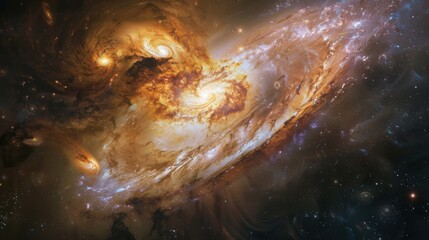 Aufkleber - The cosmic dance of galaxies colliding in deep space, Symbolizing the collision of ideas and cultures, photography style