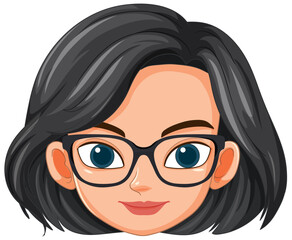 Sticker - Smiling Woman with Glasses Illustration